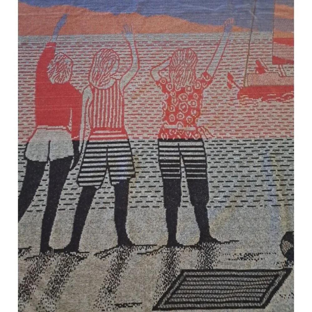 Vintage Extra Large Beach Towel Sailboat Good By Jaime 100% Cotton 63x53